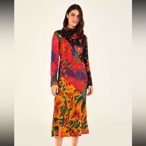 FARM RIO MIDI Dress - Diagonal Prints- Small